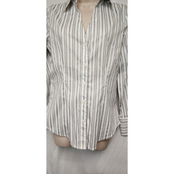 Express Design Long Sleeve Striped Black/White Shirt Size Small - Picture 4 of 7
